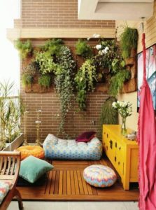 Floor Pillows And Vertical Garden