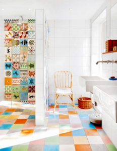 Multicolor Bathroom Floor Tiles