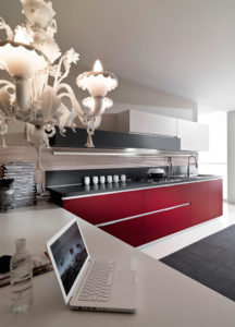 Red Cabinets In Contemporary Kitchen